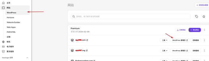 从 Hostinger hPanel 登录 WP 网站