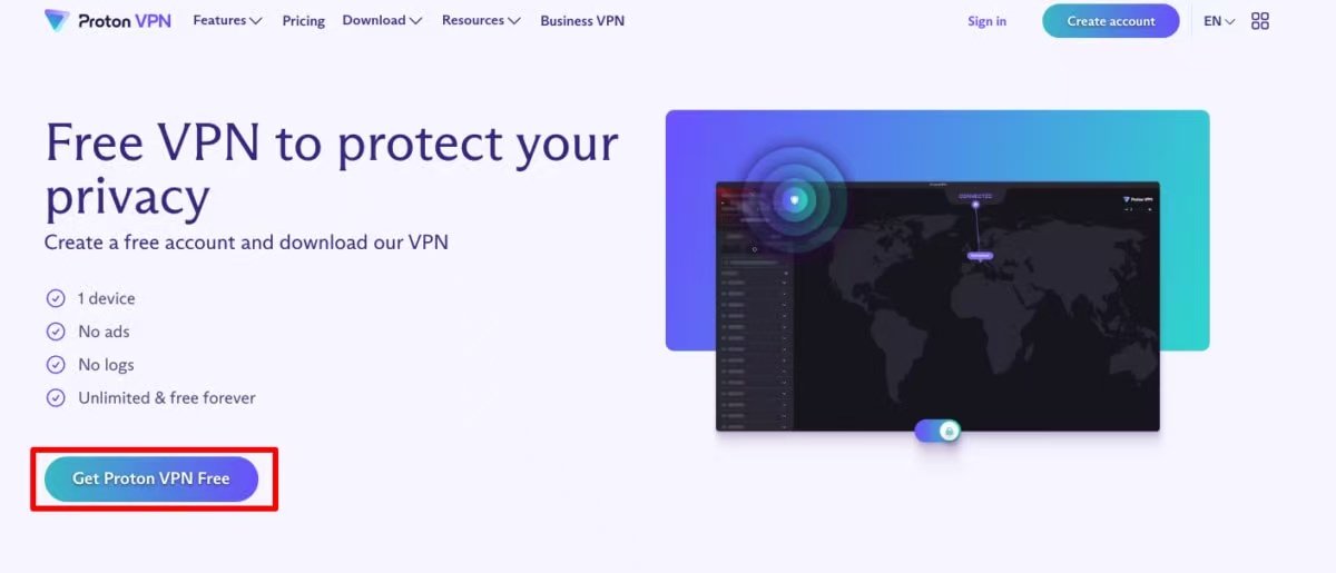 永久免费的 ProtonVPN